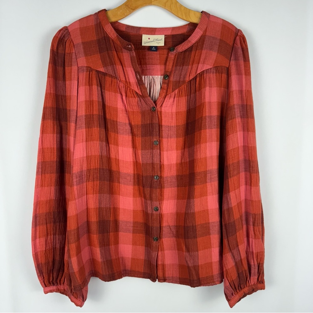 Universal Thread Red Plaid Cotton Button Down